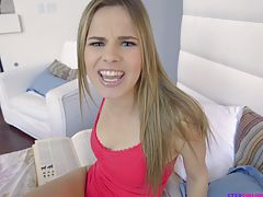 Sexy Babe, When her stepbrother walks in on her masturbating Jillian Janson offers to suck him off so hes hard and ready to fuck